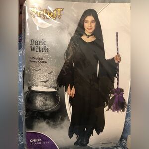 Spirit Halloween Dark Witch costume girls size large 12/14 dress & choker